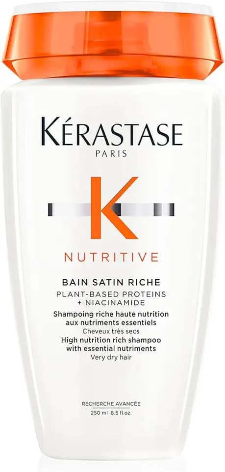 Kérastase Nutritive Bain Satin Riche Shampoo Nutritivo para Cabelos Finos e Médios, Secos e Ressecados, Nutrição Profunda com Ativos Anti-ressecamento 250ml