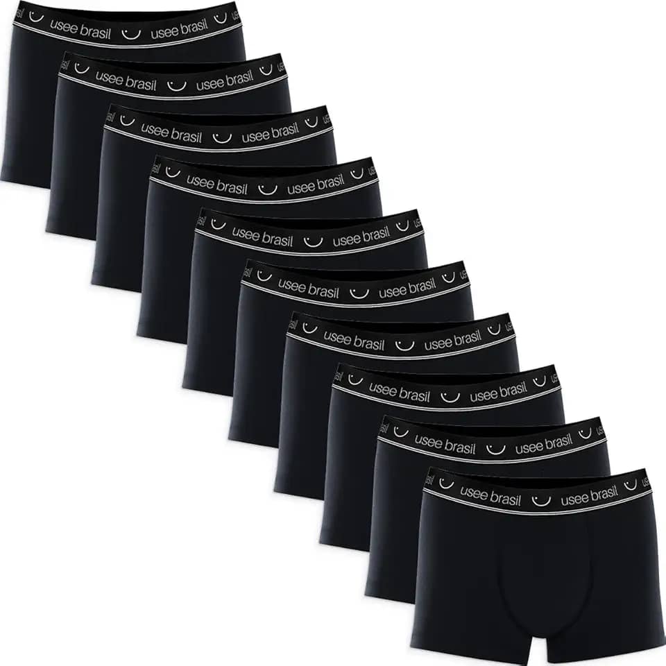 Kit Com 10 Cuecas Boxer Algodão Adulto Usee Brasil