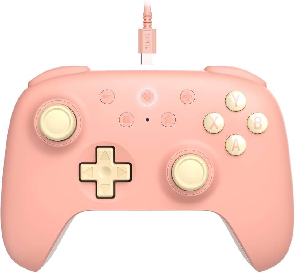 8Bitdo Ultimate 2C Wired Controller for Windows PC and Android, with 1000Hz Polling Rate, Hall Effect Joysticks and Hall Triggers, and Remappable L4/R4 Bumpers (Peach)