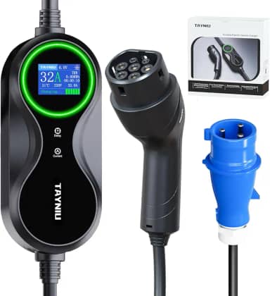 TAYNIU Infinity Carregador para Carro Elétrico Portátil 7KW 8-32A Cabo de 5M Tipo 2 Carros Elétricos e Híbridos,Uso interno/externo Com BYD Volvo Nissan, Envio de São Paulo, Brasil