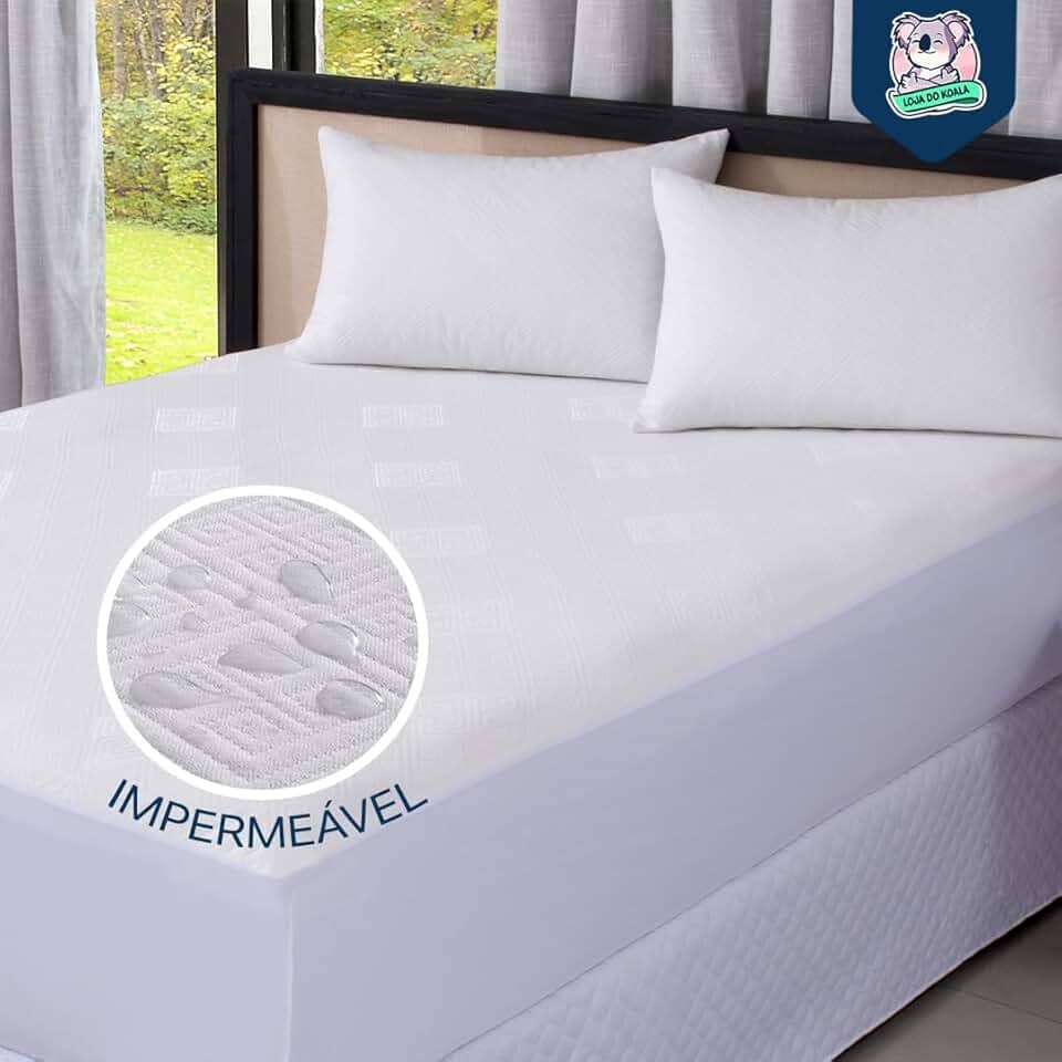 Protetor Impermeável para Colchão Premium - SUPER SILENCIOSO - Tecido Jacquard - 100% Impermeável Estilo Americano - Lateral em Malha - (Queen, Branco)
