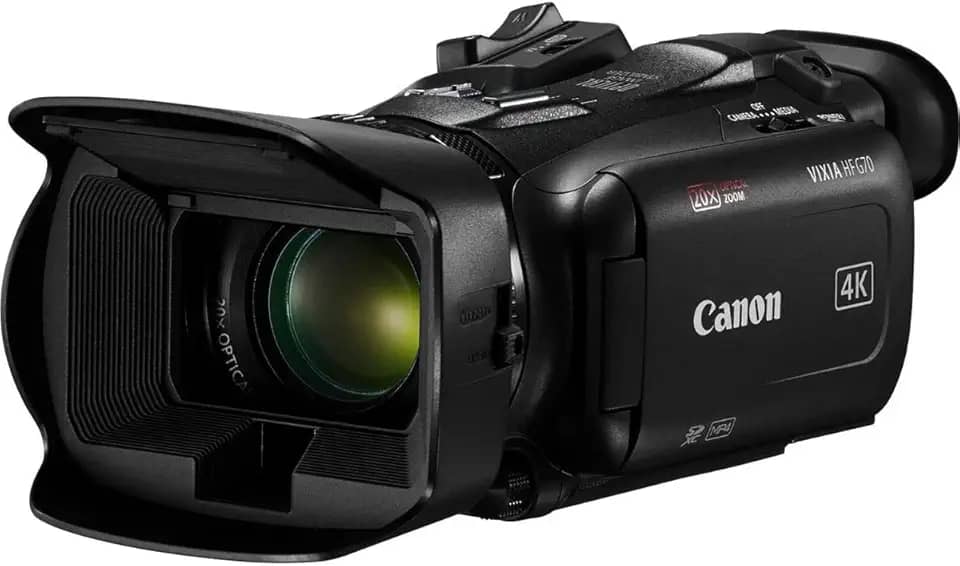 Canon VIXIA HF G70 Filmadora 1/5.8 cm 4K UHD CMOS Sensor 20x Zoom Ótico, Zoom Digital 800x, Estabilização de Imagem, HDMI, Transmissão ao Vivo USB, Gravação de Exibição na Tela