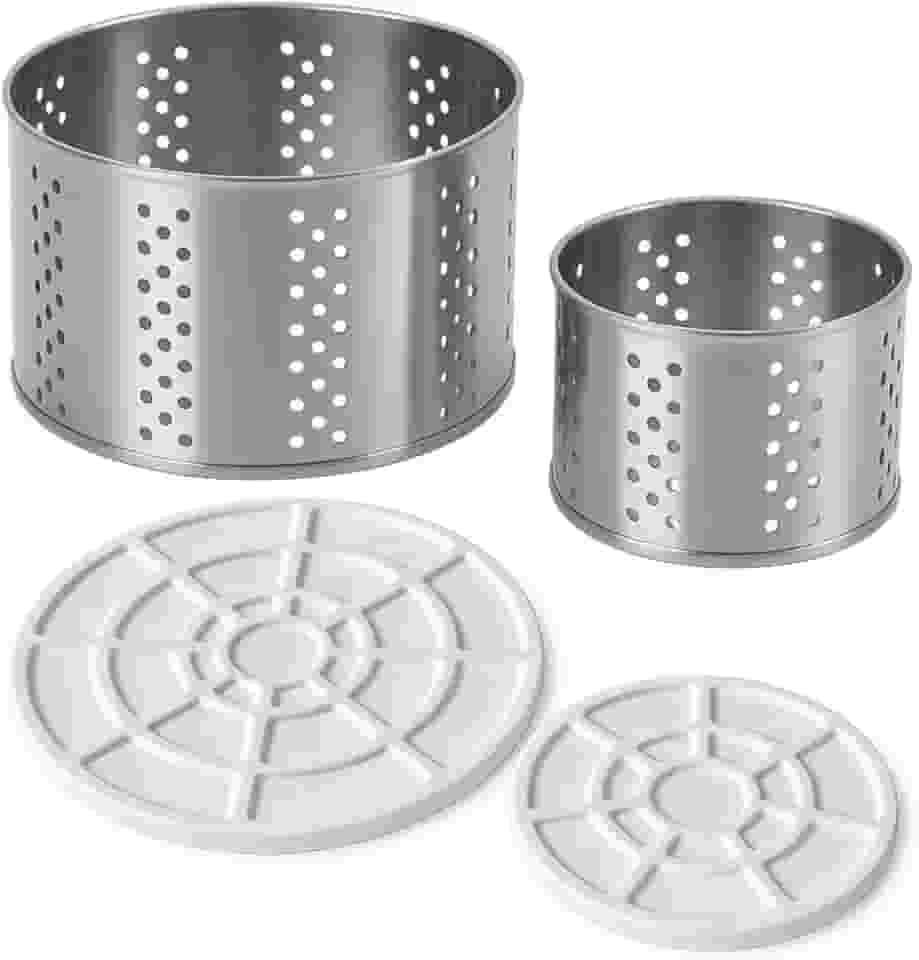 Kit 2 Formas de Queijo Caseiro Artesanal Minas Frescal Inox Redondas 1kg / 500g com Tampa para Prensador