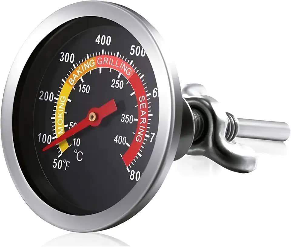 Termômetro Analógico Para Forno a Lenha, Estufa e Churrasqueira – Alta Precisão 400°C – Cor Preto – Ideal para Smoker e Forno Artesanal