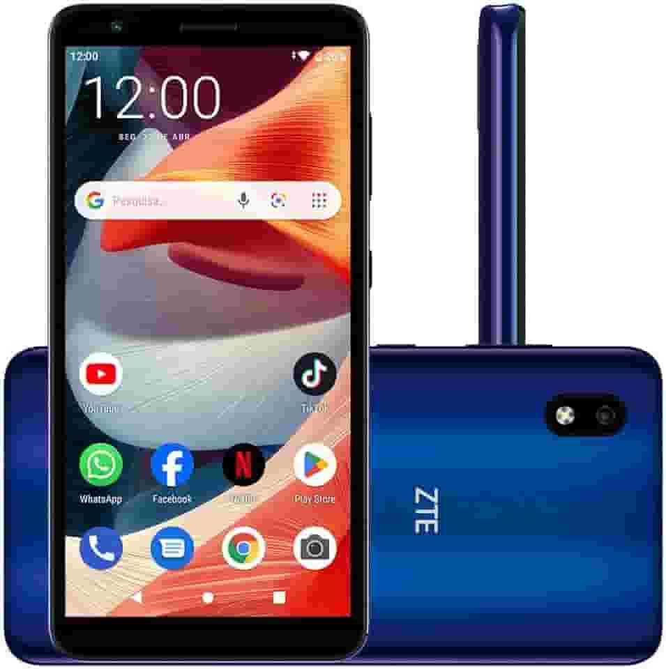 Smartphone Blade A3 4G Letras Grandes, Botão SOS, Dual SIM 32GB 1GB RAM Tela 5.45' Câmera 8Mpx Android 9 - Azul