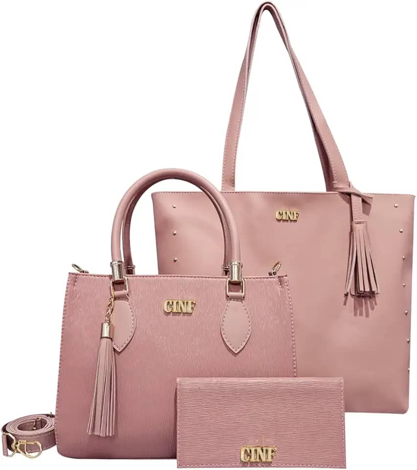 Kit Bolsa Feminina Sacola De Ombro Transversal De Mão E Carteira