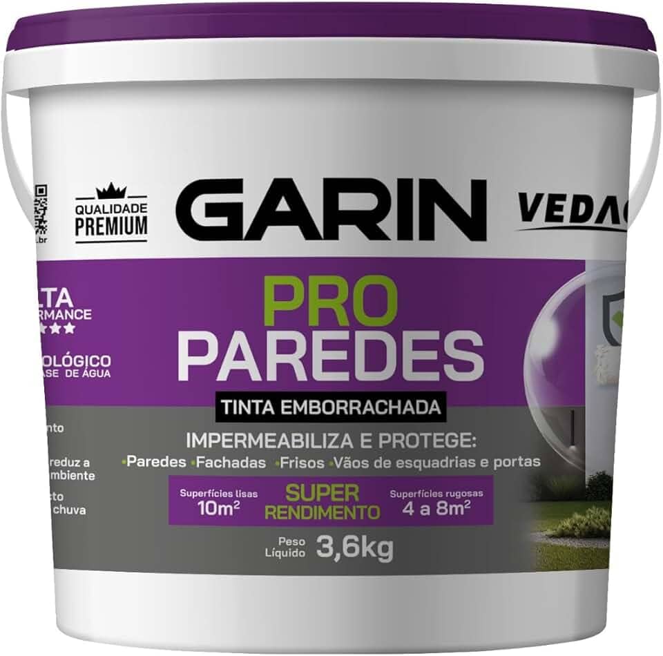Tinta Emborrachada Pro Paredes Fachadas Premium Garin Branco 3,6kg Acabamento Fosco Anti Mofo
