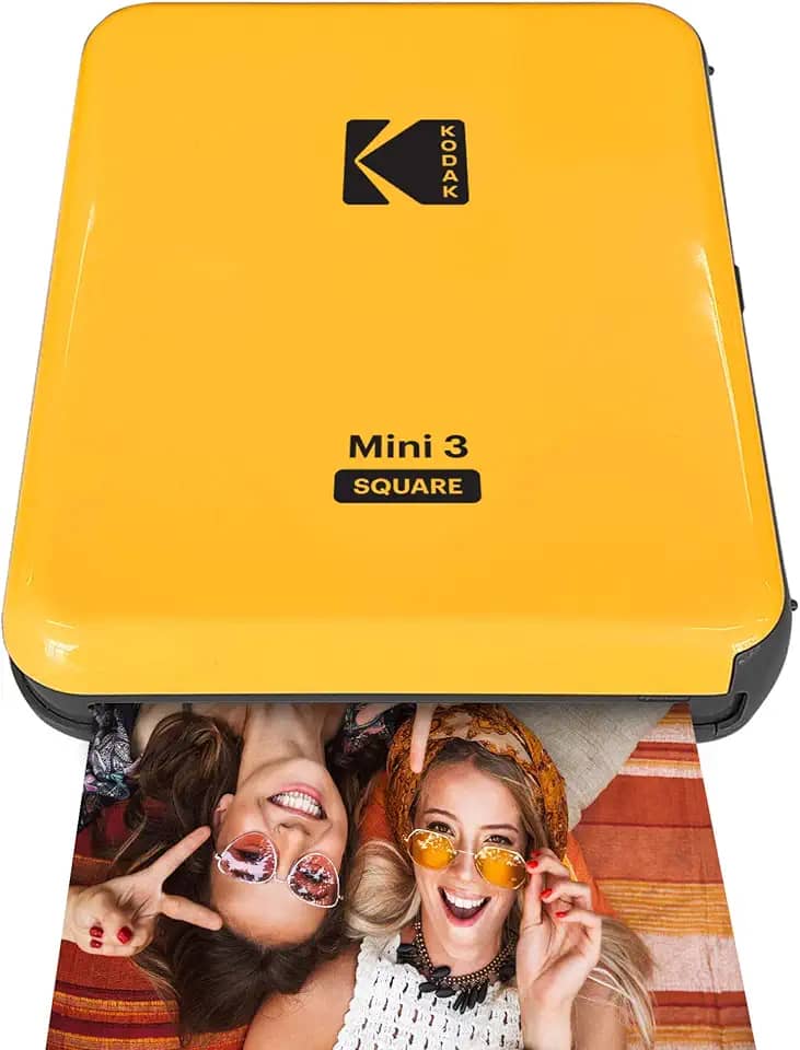 KODAK Impressora fotográfica portátil Bluetooth mini 3 quadrados tamanho Instagram com tecnologia 4PASS - amarela