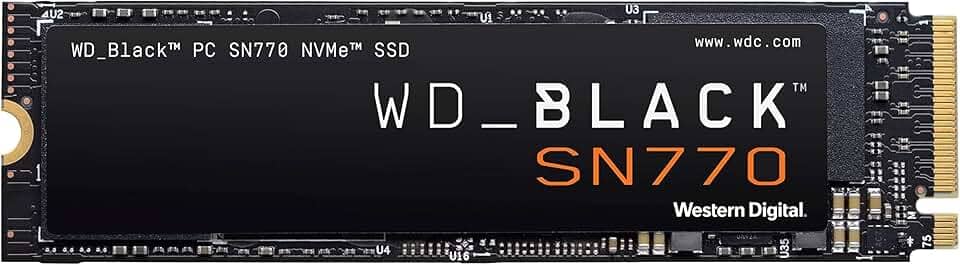 SSD WD Black SN770 1TB NVMe M.2 2280 (Leitura até 5150MB/s e Gravação até 4900MB/s)