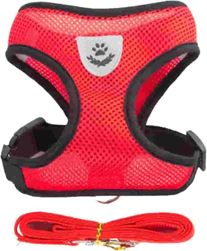 Coleira Peitoral Anti Puxão com Guia para Cães e Gatos – Ideal para Filhotes, Pinscher, Shi Tzu e Raças de Porte Pequeno a Médio – NEXUS MARKET (G, VERMELHO)