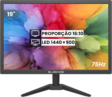 Monitor Slim LED 19' HD 75Hz 5ms Preto Suporte Base VESA 75x75mm - Compatível HDMI e VGA