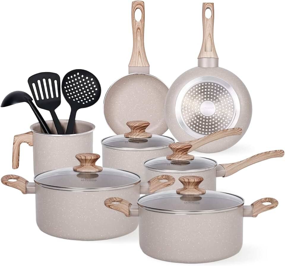 Jogo de Panelas Cerâmica Antiaderente Indução 10 Peças, Compatível com Fogão de Indução, Gás e Elétrico, Cinza