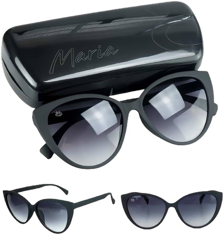 Óculos sol feminino gatinho + case presente preto original estiloso delicado moda