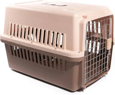 Caixa de Transporte para Animais de Estimação, Gaiola Resistente 48x30x30cm, para Viagem e Passeio, para Cães e Gatos (Marrom)