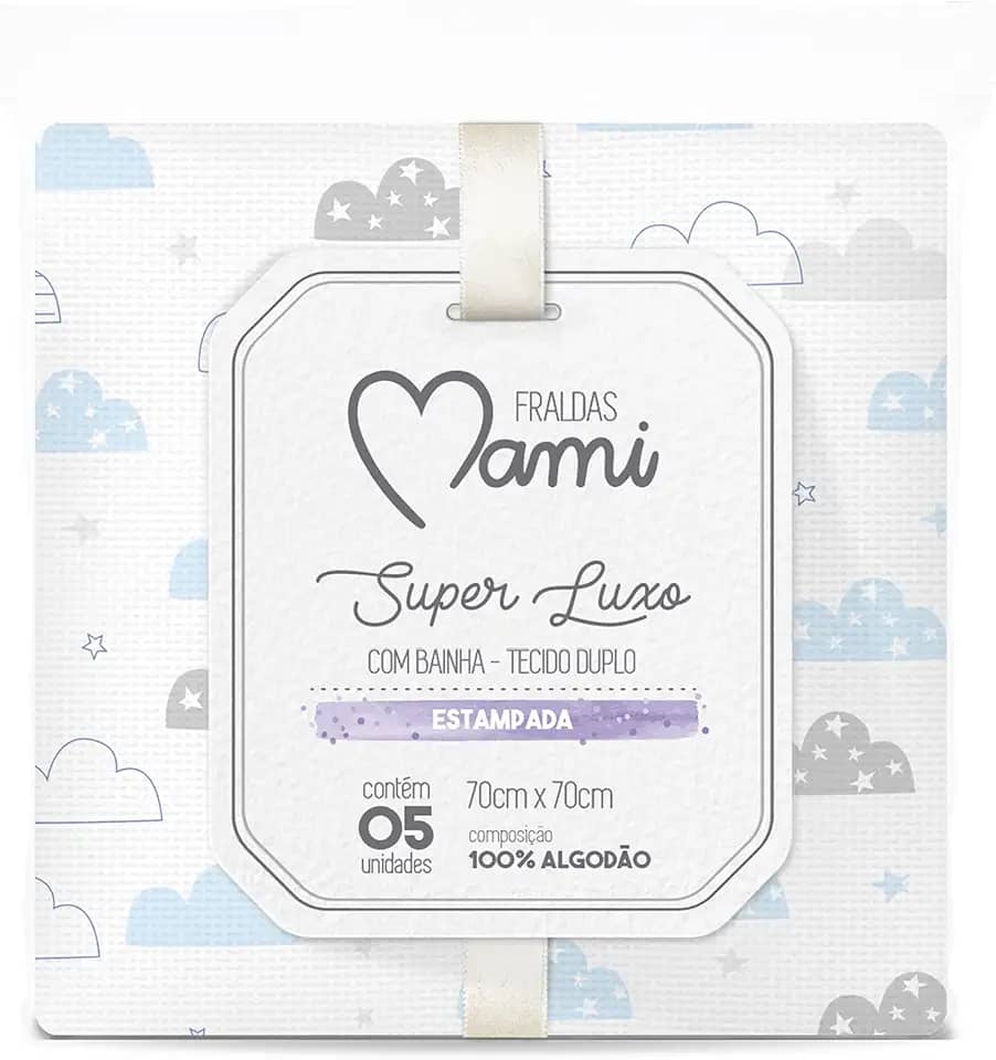 Papi Textil Fralda Super Luxo Mami C/ Bainha Estampada 70Cm X 70Cm Contem 05 Un