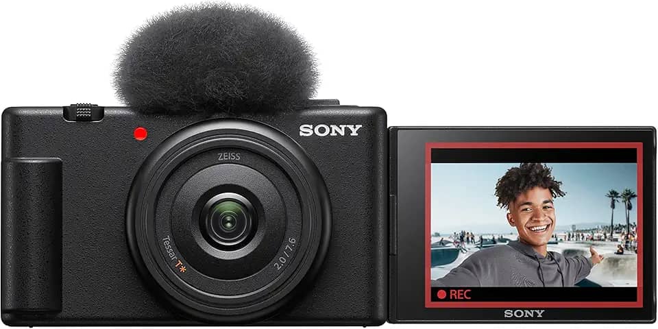 Sony Câmera Vlog ZV-1F | Câmera digital (tela de ângulo variável, vídeo 4K, câmera lenta, recursos Vlog) - preta