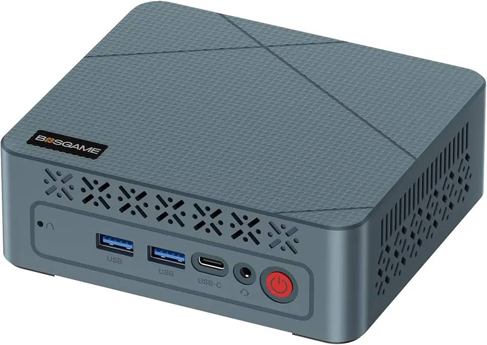 BOSGAME E2 com AMD Ryzen 5 3550H (até 3,7 GHz) | 16 GB de RAM DDR4, SSD NVMe de 512 GB | Saída HDMI dupla 4K | Win11 Pro | WiFi 5 e Bluetooth 5.0 | Computador de mesa compacto para home office