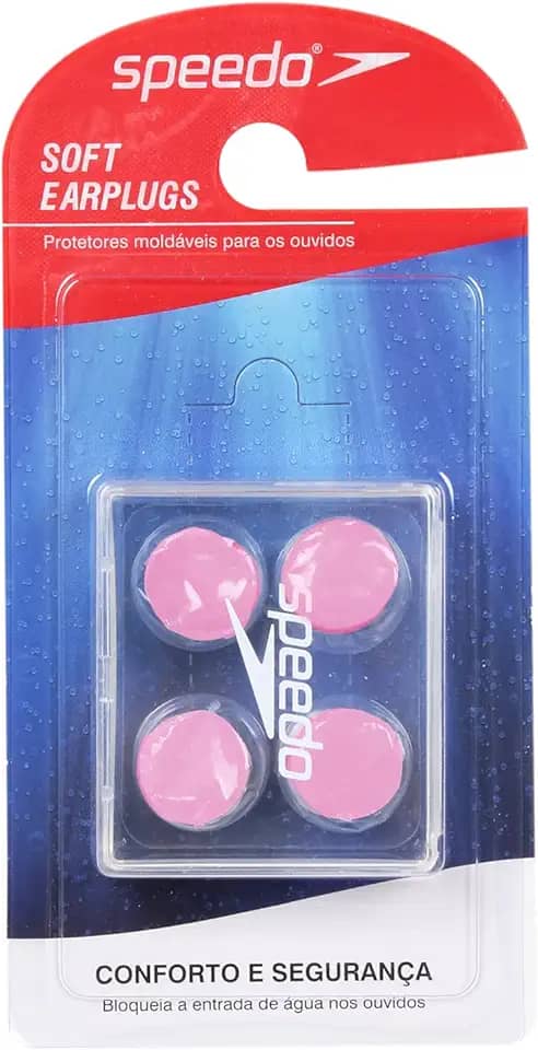 Protetor Auricular, Speedo, Soft Earplugs, Silicone Moldável Reutilizável com Estojo Protetor - Rosa