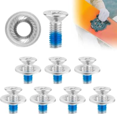 Conjunto de 8 peças de parafusos de encadernação de snowboard, conjunto de substituição de parafusos de fixação de snowboard e esqui, parafusos de fixação de snowboard para snowboard para esqui