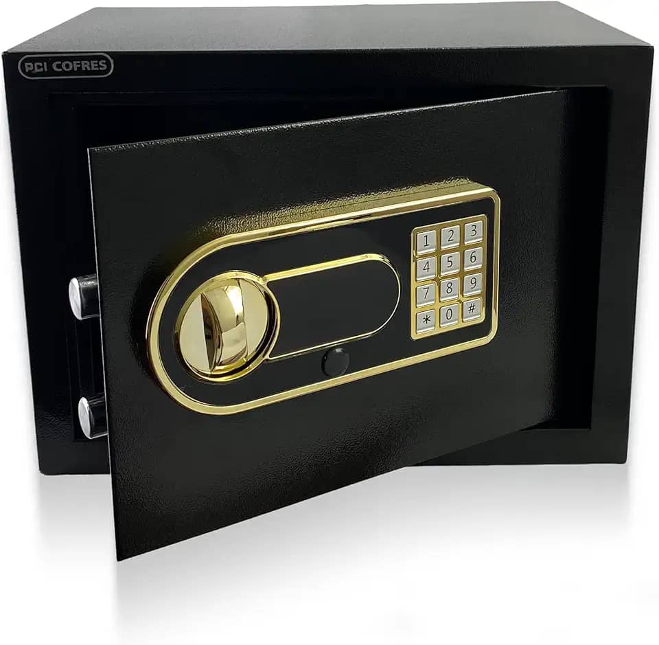 Cofre Eletrônico Pci Cofres 16L Aço 3mm Travas 20mm Display LED + Kit Fixação