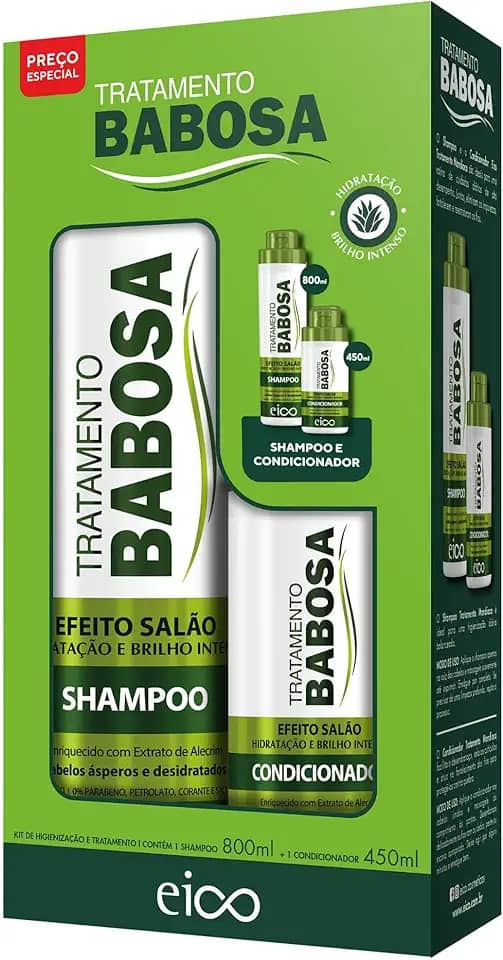 Eico Kit Babosa Shampoo 800ml + Condicionador 450ml