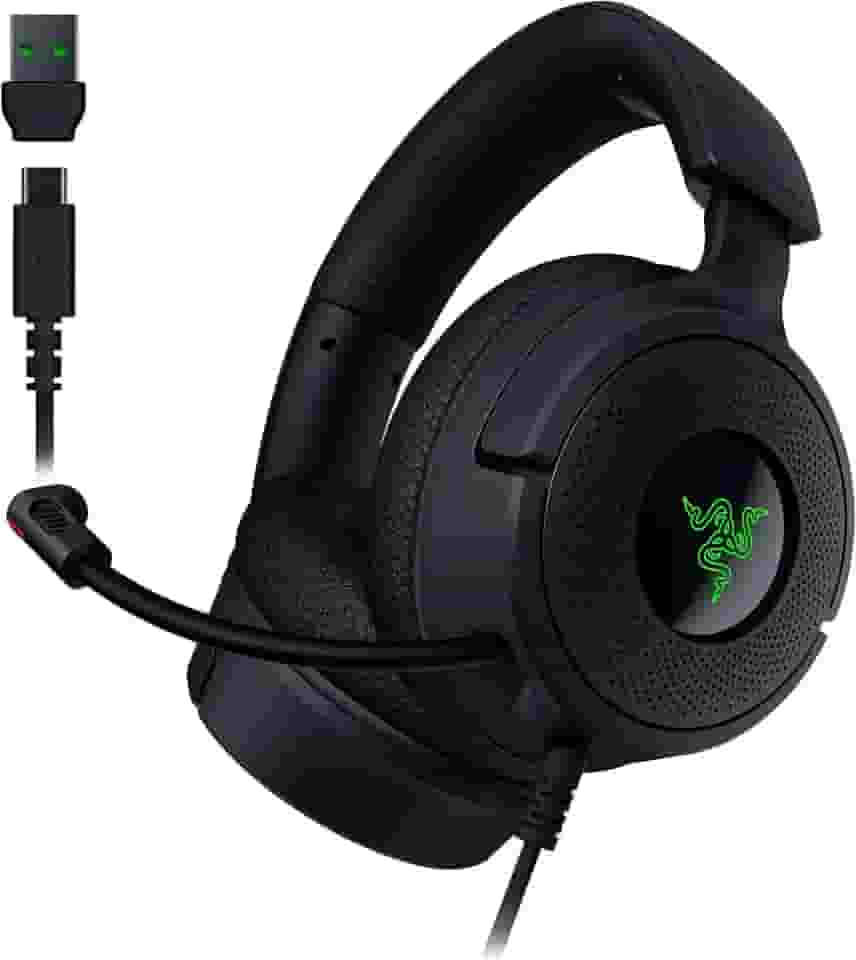 Razer Fone de ouvido para jogos Kraken V4 X com fio: drivers de 40 mm - microfone cardioide - almofadas de espuma de memória - iluminação RGB cromada - cabo tipo C e tipo A - para PC, Mac, PS5