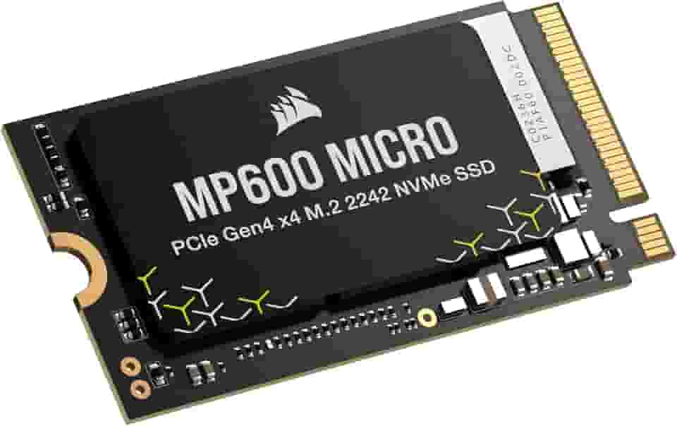 Corsair SSD MP600 Micro 2TB M.2 NVMe PCIe x4 Gen4 Gen4 – M.2 2242 – Leitura sequencial de até 7.000 MB/s – Alta Densidade 3D TLC NAND – Compatível com Laptops Lenovo Legion Go e Thin PCIe 4.0 – Preto