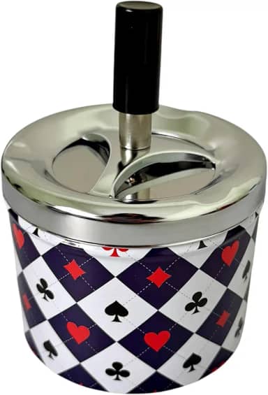 Cinzeiro De Inox Com Tampa E Reservatório Grande 12x9cm (MOD C)