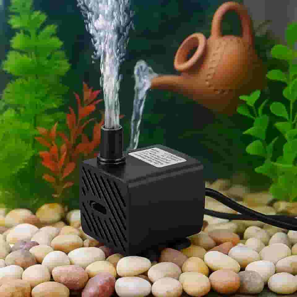 Bomba Submersa Para Aquário, Fonte de Bebedouro Pet, 220 Litros Por Hora, 110-220V Bivolt, Alta Vazão, Cabo Embutido, Silenciosa, Econômica e com Elevação de até 60cm, Compacta e Econômica, Jardim