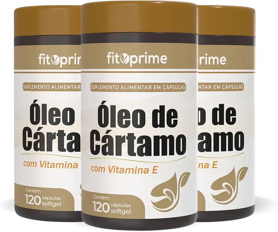 Kit 3x Óleo de Cartamo 1000mg + Vitamina E Fitoprime 120 Cápsulas