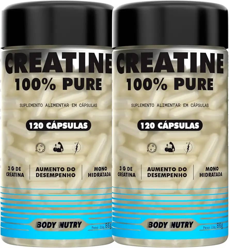 Kit 2x Creatina 100% Pura Monohidratada e Micronizada - Pote 120 Capsulas - Creatine Pure Monohydrate - Importada Alto Grau de Pureza - Original