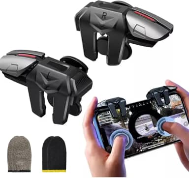 ITAWINA Controlador de Jogo para Celular com 6 Dedos, com 4 Botões Metálicos (L1, R1, L2, R2) para Jogos de Tiro como PUBG, Free Fire, Fortnite e Outros, Compatível com a Maioria dos Celulares