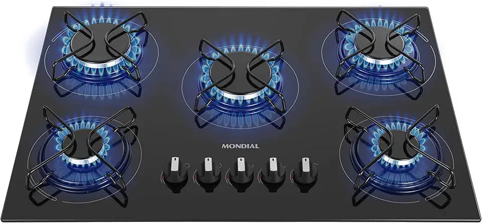 MONDIAL Cooktop a Gás, 5 Bocas, Preto/Inox, Bivolt - CTG-02