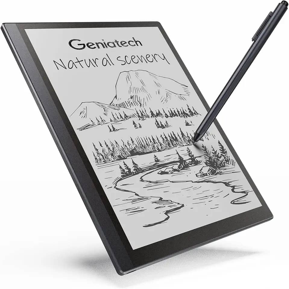 Geniatech Kloudnote Bloco de notas fino de 26.2 cm E-Ink com caneta digital, tablet ePaper de 227 dpi para leitura de eBook e anotações, ultrafino de 5,3 mm (prata)