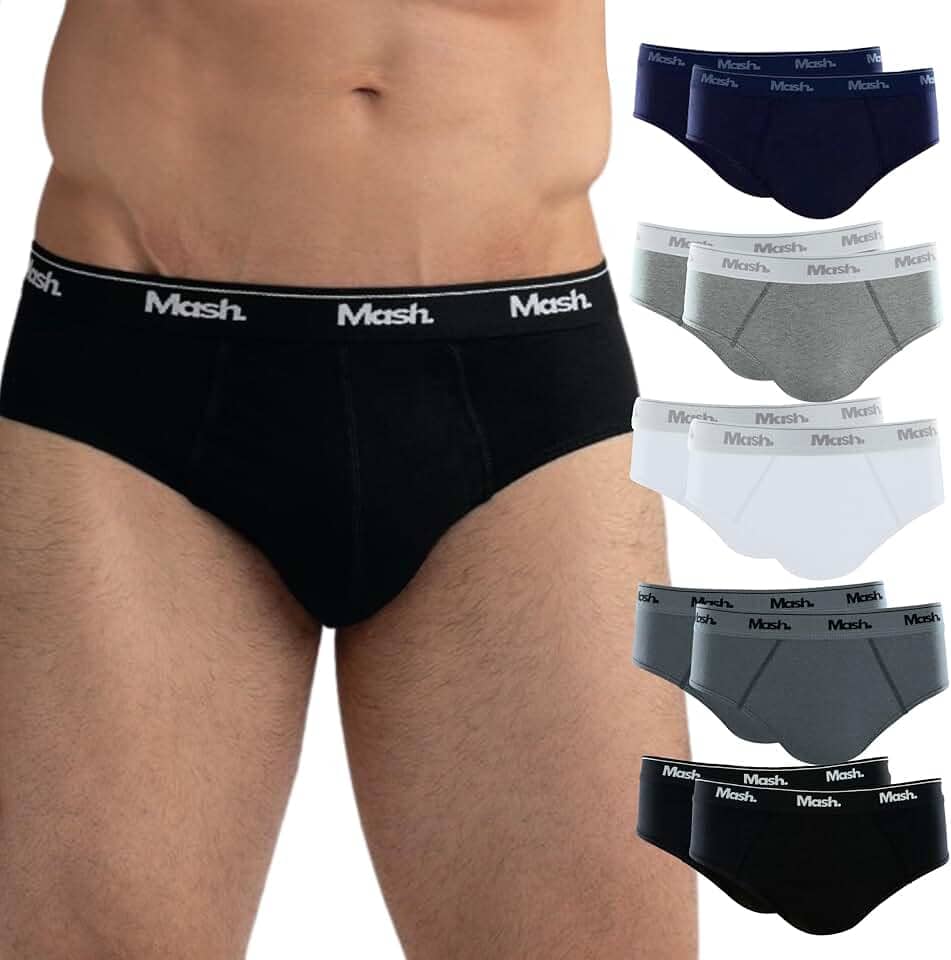 Kit 10 Cuecas Slip Algodão Cotton Hipoalergênica Masculino Mash