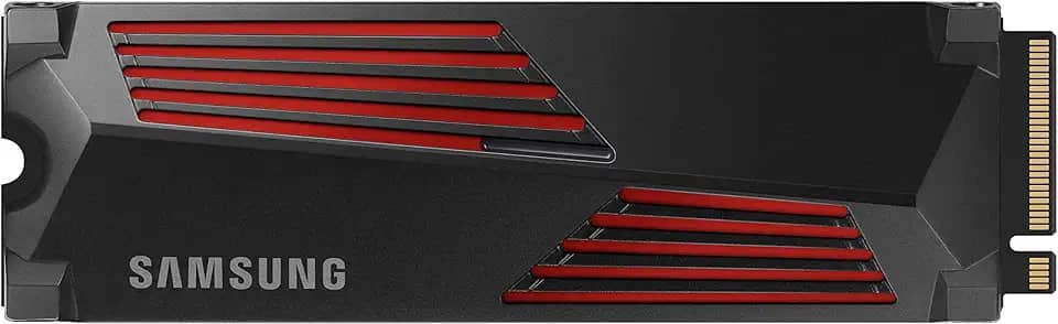 SAMSUNG Disco rígido interno de estado sólido 990 PRO com dissipador de calor SSD PCIe 4.0 M.2, velocidade mais rápida para jogos, controle de calor, armazenamento direto e expansão de memória, compatível com Playstation5, MZ-V9P1T0CW