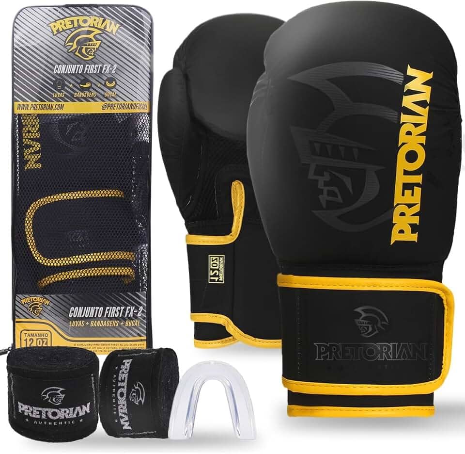Luva de Boxe e Muay Thai FX2 Pretorian + Protetor Bucal + Bandagem 2.8M