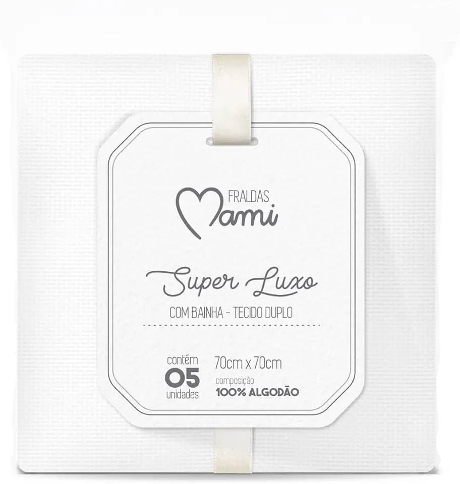 Papi Textil Fralda Super Luxo Mami C/ Bainha Branca 70Cm X 70Cm Contem 05 Un