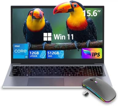 Laptop gamer de 15,6 polegadas com teclado retroiluminado – Laptop portátil de alumínio, Core i3 (2C/4T, até 3,2 GHz), 12 GB DDR4 RAM + SSD NVMe de 512 GB, ângulo de visão FHD IPS de 180°, WiFi e