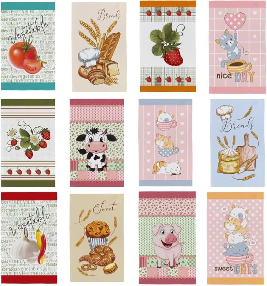 Kit Pano De Prato Copa Atoalhado Felpudo 40x65 Cozinha Com Bainha Colorido Para Presente Coleção Primore 100% Algodão - 7 ou 12 Unidades (Kit 7 Unidades)