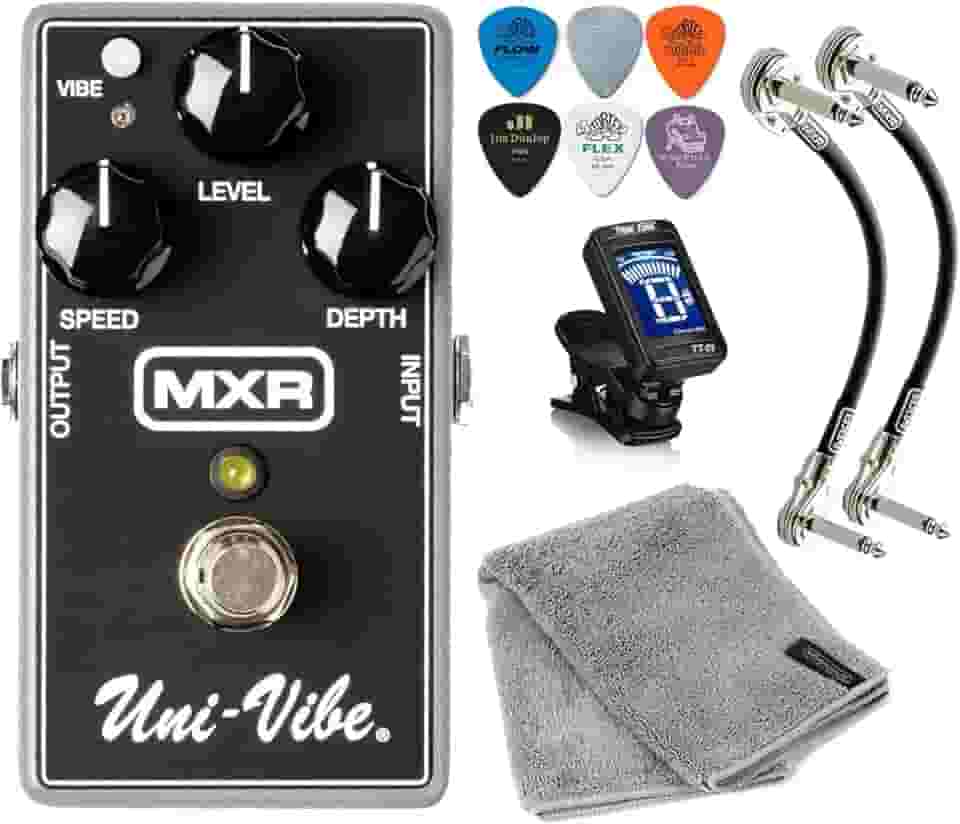 Tonebird Pedal De Efeitos Para Guitarra Elétrica Mxr M68 Uni-Vibe Chorus Vibrato Com Pacote Incluindo Palhetas Dunlop, 2 Cabos De Conexão Mxr E Pano De Microfibra Dunlop De Pelúcia, Afinador Cromáti
