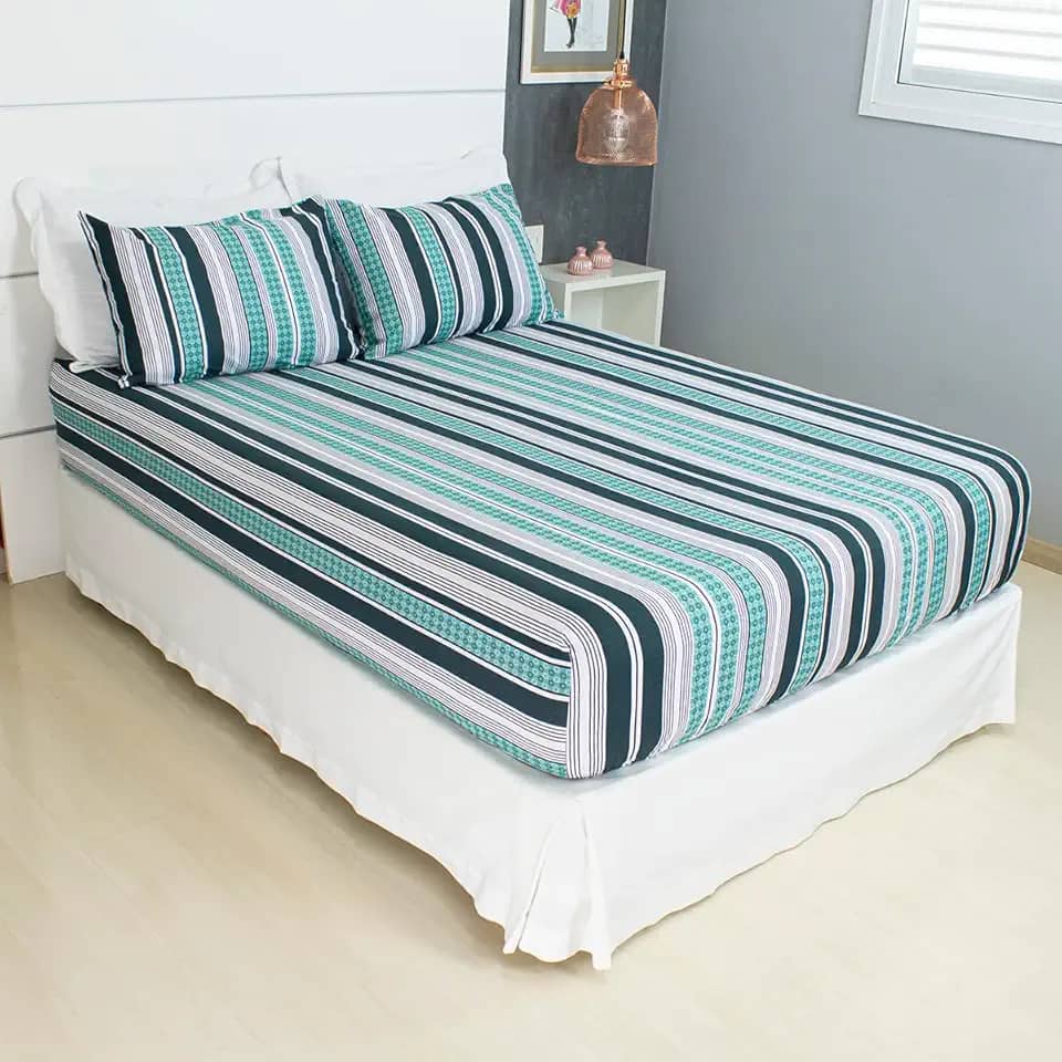 Jogo de Lençol Cama Casal 3 Peças Estampado 100% Algodão com Elástico e Toque Macio Cozzilar (Modelo 8)