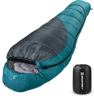 Bessport Saco de dormir Mummy | Saco de dormir extremo de 3 a 4 estações para adultos em clima frio de 9,4 a 7,2 °C – quente e lavável, para caminhadas, viagens e atividades ao ar livre