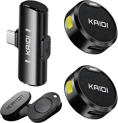 Kit com 2 Microfones de Lapela Sem Fio com Redução de Ruído – Compatível com iPhone 15/16, Android e USB Tipo C – Ideal para Gravação, Entrevistas, Podcast, YouTube e TikTok – Compacto e Portátil