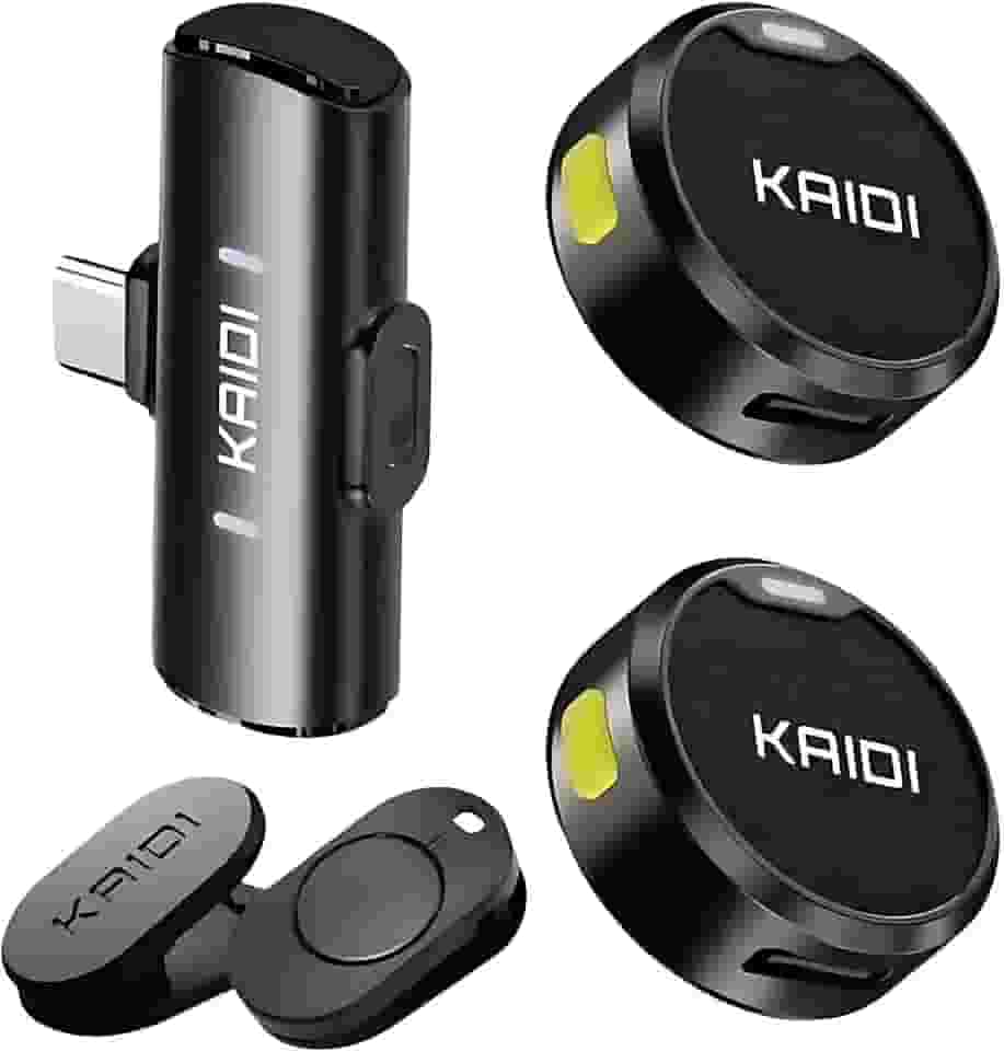 Kit com 2 Microfones de Lapela Sem Fio com Redução de Ruído – Compatível com iPhone 15/16, Android e USB Tipo C – Ideal para Gravação, Entrevistas, Podcast, YouTube e TikTok – Compacto e Portátil