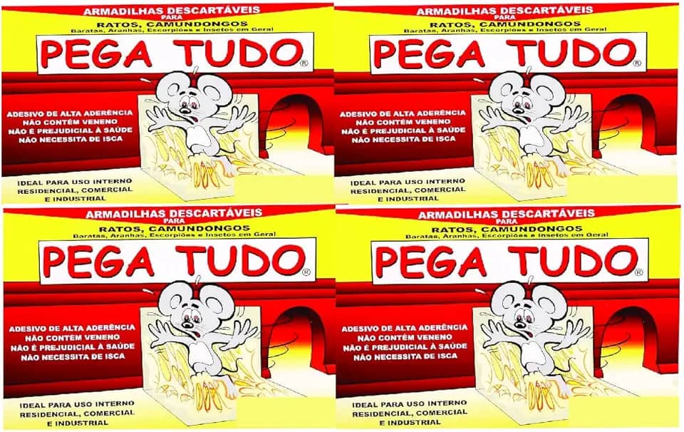 Kit com 4 Ratoeira Adesivas para Ratos e Camundongos, Uso Residencial e Comercial