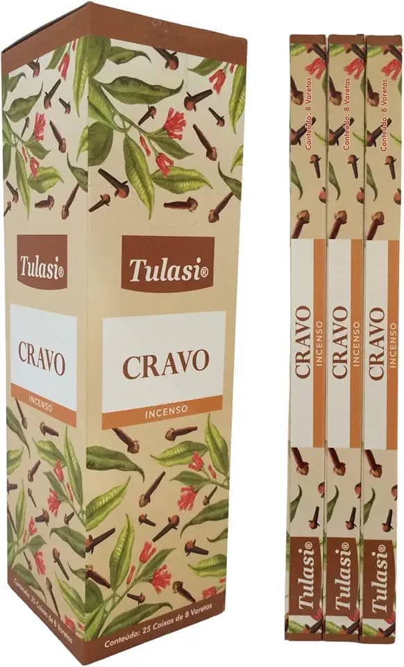 Incenso Indiano Tulasi Cravo - Prosperidade e Fortuna Cx.12un.8v.
