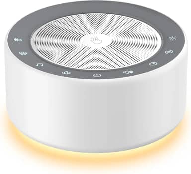 White Noise Machine with 30 High Fidelity Soundtracks, 7 Colors Night Lights, Full Touch Metal Grille and Buttons, Timer and Memory Features, Plug in, Sound Machine for Baby, Adults