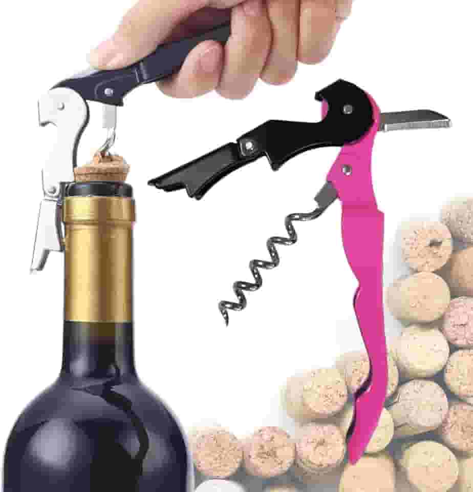 Saca Rolhas 2 Estágios Com Abridor De Garrafa Aço Inox - Rosa