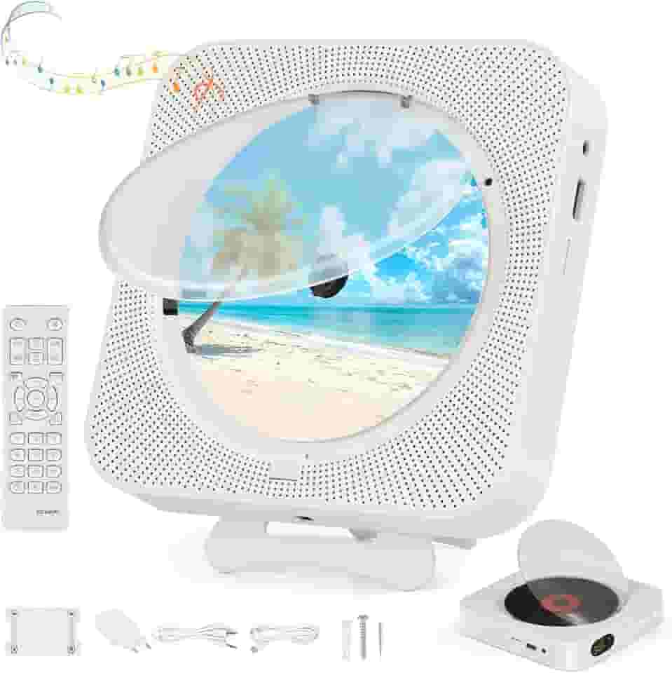 110-220V CD Player Portatil com Bluetooth, Toca CD Portatil com Temporizador, Radio CD Player, Display LED, Leitor de CD de Música Doméstica, Leitor de Música de Mesa para Casa